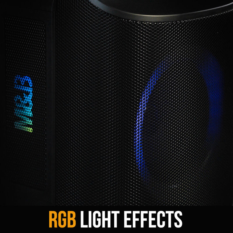 Danoz Direct - M&B Portable Splash Proof 80W Bluetooth Party Speaker, IPX4, TWS Pairing, Multi-Input, Lithium Battery, RGB, USB Charging