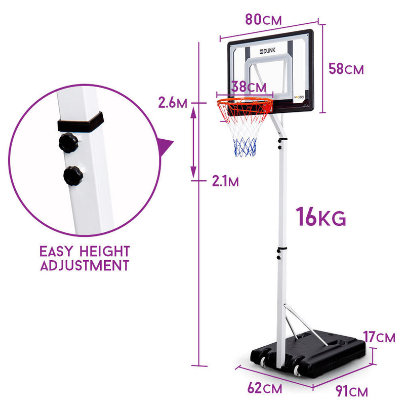 Danoz Direct - Dr. Dunk Portable Basketball Hoop Stand System Height Adjustable Net Ring Kids