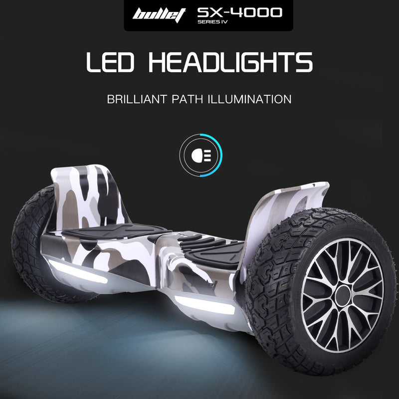 Danoz Direct - BULLET SX-4000 Hoverboard Scooter, 8.5" Wheels, 700W Brushless, Superior Self Balancing System, UL Certified, LED Lights, Carry Bag, Camo