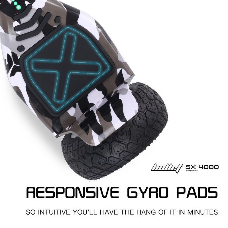 Danoz Direct - BULLET SX-4000 Hoverboard Scooter, 8.5" Wheels, 700W Brushless, Superior Self Balancing System, UL Certified, LED Lights, Carry Bag, Camo