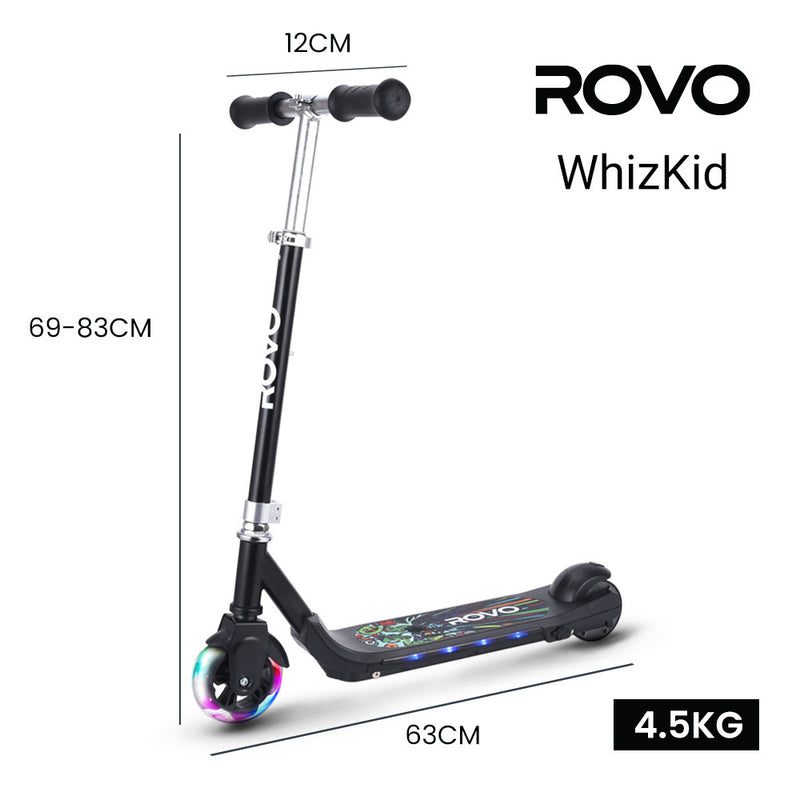 Danoz Direct - ROVO KIDS WhizKid Electric Scooter, Ages 5-11, Adjustable Height, Lithium Battery, Brushless Motor, Black