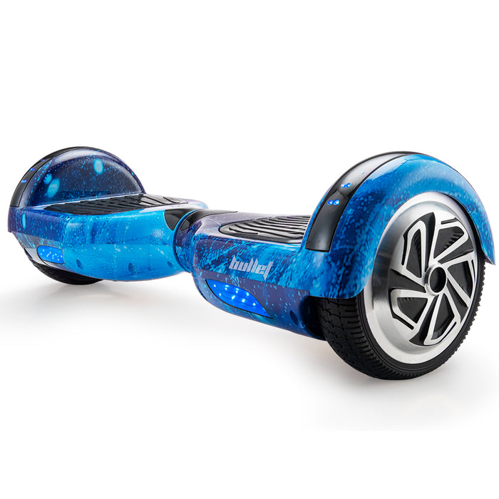 Danoz Sports - BULLET Electric Hoverboard Scooter 6.5 Inch Wheels, Color LED Lighting, Carry Bag, Gen III Blue Galaxy - Incl. Delivery