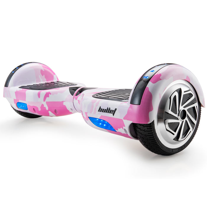 Danoz Sports - BULLET Electric Hoverboard Scooter 6.5 Inch Wheels, Colour LED Lighting, Carry Bag, Gen III Pink Camo - Incl. Delivery