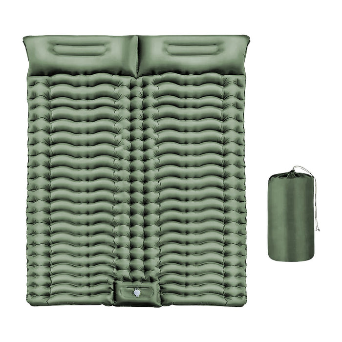 KILIROO Double Inflatable Camping Sleeping Pad with Pillow (Army Green) KR-ISP-102-HZ