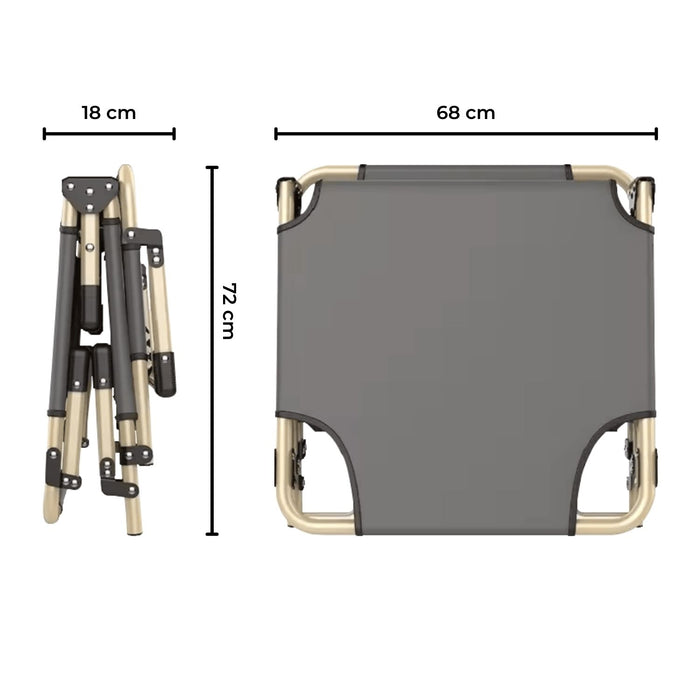 KILIROO Adjustable Portable Folding Bed with Mattress and Headrest (Grey) KR-FBM-100-KX