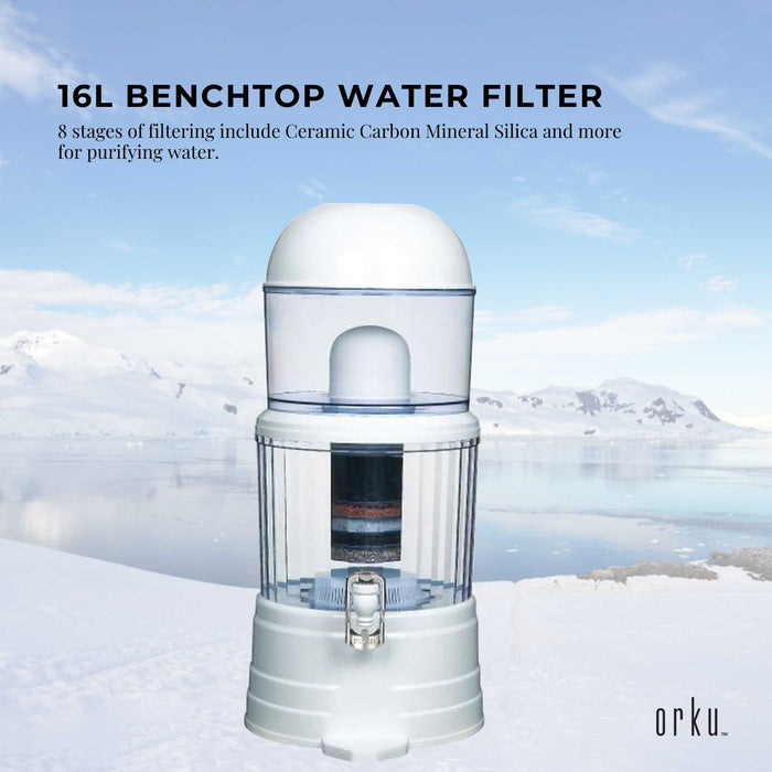 Danoz Direct - 16L Benchtop 8 Stage Water Filter - Ceramic Carbon Mineral Stone Silica Purifier - Super Seller Inc. Delivery