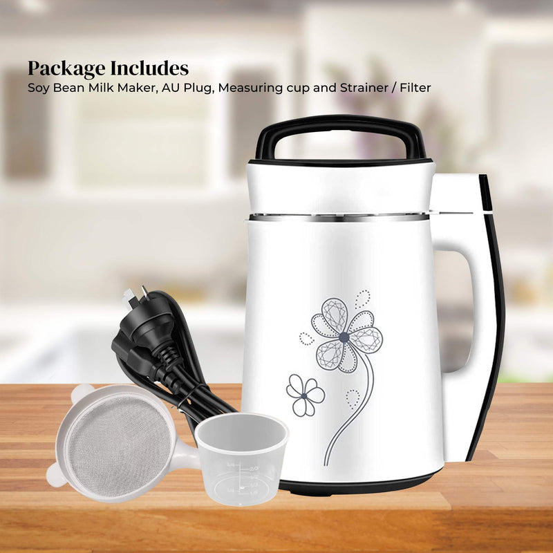 Danoz Direct - Electric Soy Bean Milk and Soup Maker Machine -Automatic Soya Almond Nut Blender