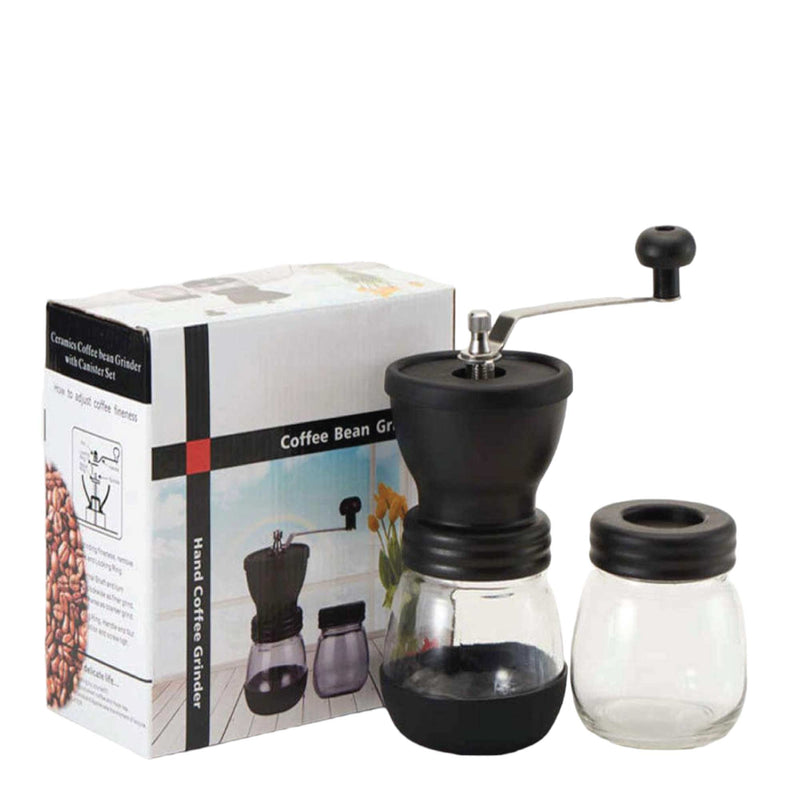 Danoz Appliances - Coffee Bean Grinder - Manual Hand Stainless Ceramic Burr Core Glass Jar Nut Mill