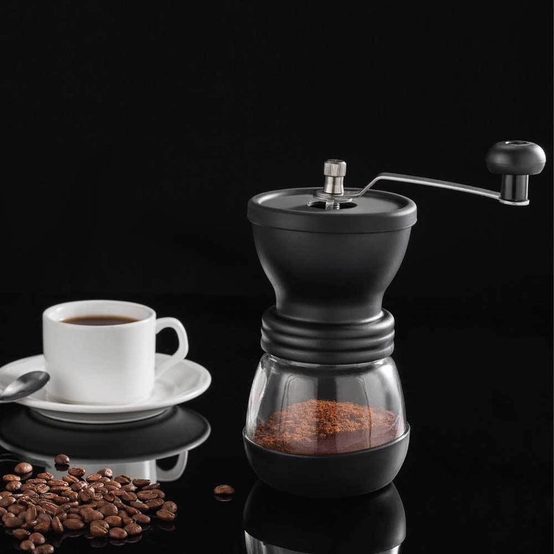 Danoz Appliances - Coffee Bean Grinder - Manual Hand Stainless Ceramic Burr Core Glass Jar Nut Mill