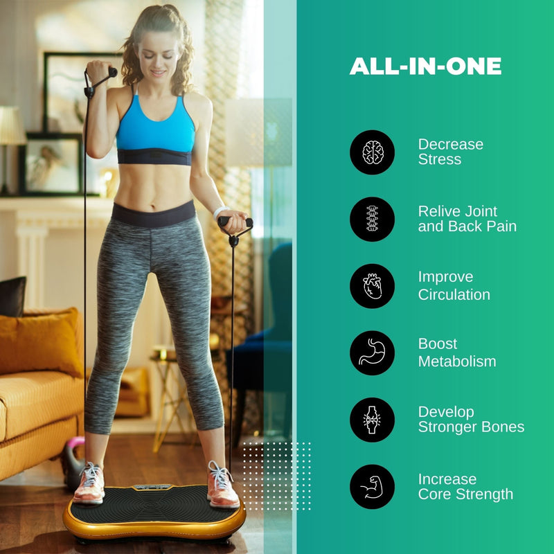 Danoz Direct - Gold Vibration Machine Platform - Exercise Vibrating Plate - Whole Body Workout