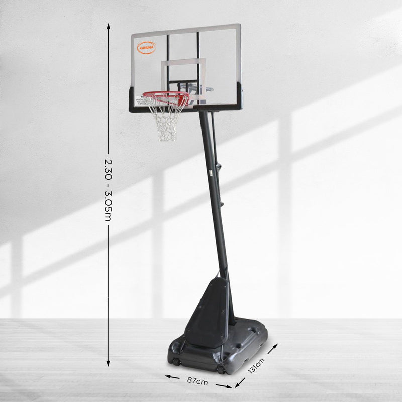 Danoz Sports - Kahuna Portable Basketball Hoop System 2.3 to 3.05m for Kids & Adults