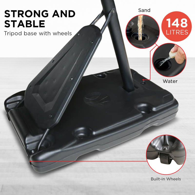 Danoz Sports - Kahuna Portable Basketball Hoop System 2.3 to 3.05m for Kids & Adults