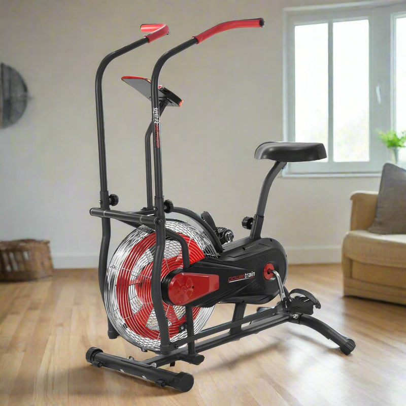 Danoz Fitness - Powertrain Air Resistance Fan Exercise Bike for Cardio - Red - Incl. Delivery