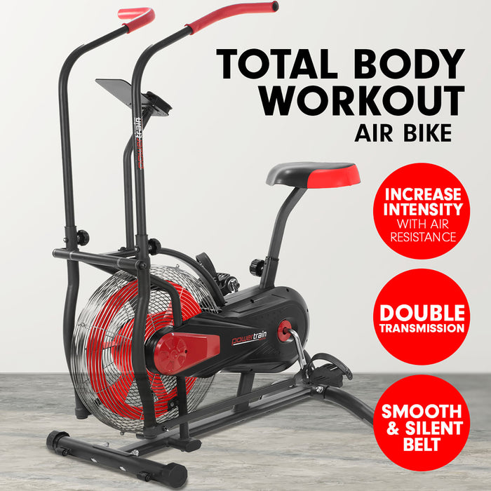 Danoz Fitness - Powertrain Air Resistance Fan Exercise Bike for Cardio - Red - Incl. Delivery