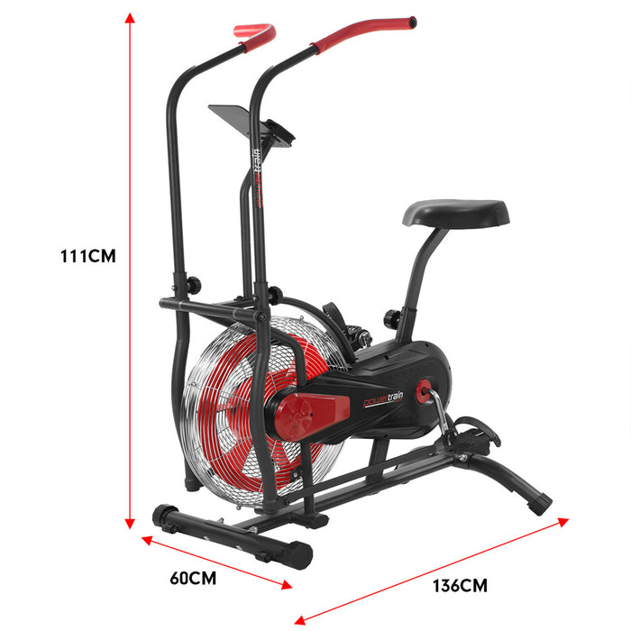 Danoz Fitness - Powertrain Air Resistance Fan Exercise Bike for Cardio - Red - Incl. Delivery