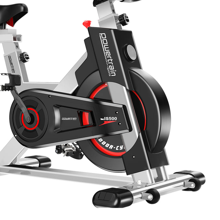 Danoz Fitness - Powertrain IS-500 Heavy-Duty Exercise Spin Bike Electroplated - Silver - Inc. Delivery