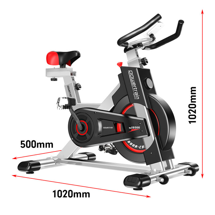 Danoz Fitness - Powertrain IS-500 Heavy-Duty Exercise Spin Bike Electroplated - Silver - Inc. Delivery