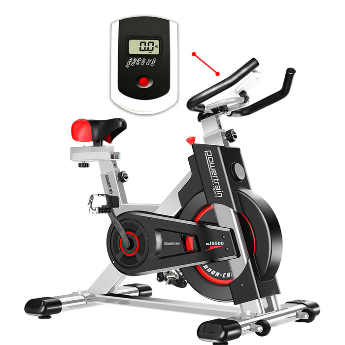 Danoz Fitness - Powertrain IS-500 Heavy-Duty Exercise Spin Bike Electroplated - Silver - Inc. Delivery