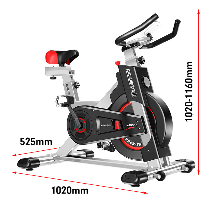 Danoz Fitness - Powertrain IS-500 Heavy-Duty Exercise Spin Bike Electroplated - Silver - Inc. Delivery