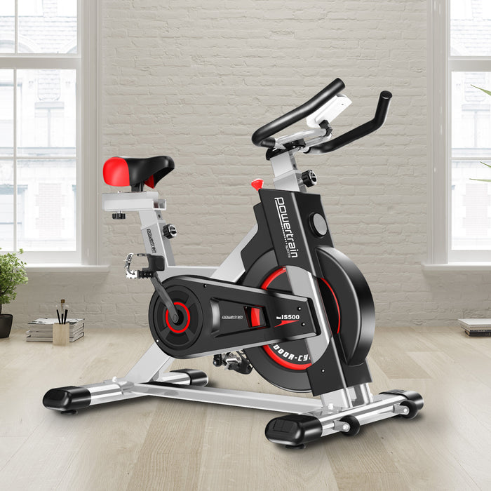 Danoz Fitness - Powertrain IS-500 Heavy-Duty Exercise Spin Bike Electroplated - Silver - Inc. Delivery