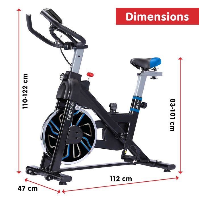 Danoz Fitness - PowerTrain RX-600 Exercise Spin Bike Cardio Cycle - Blue - Incl Delivery