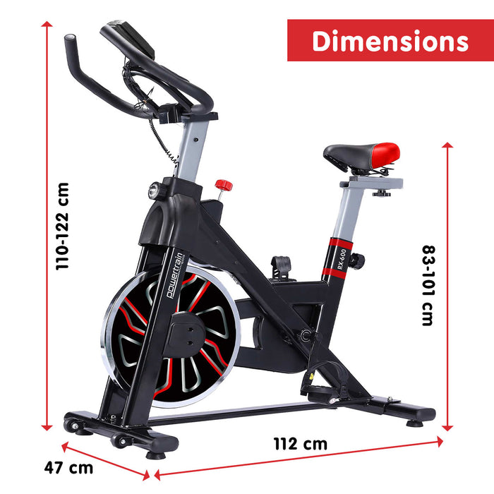 Danoz Fitness - Powertrain RX-600 Exercise Spin Bike Cardio Cycle - Red - Incl Delivery