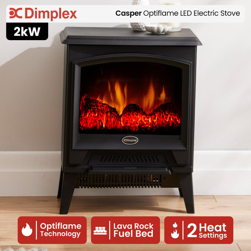 Danoz HeatingSmart - Dimplex 2kW Casper Optiflame Portable Electric Stove - Top Rated
