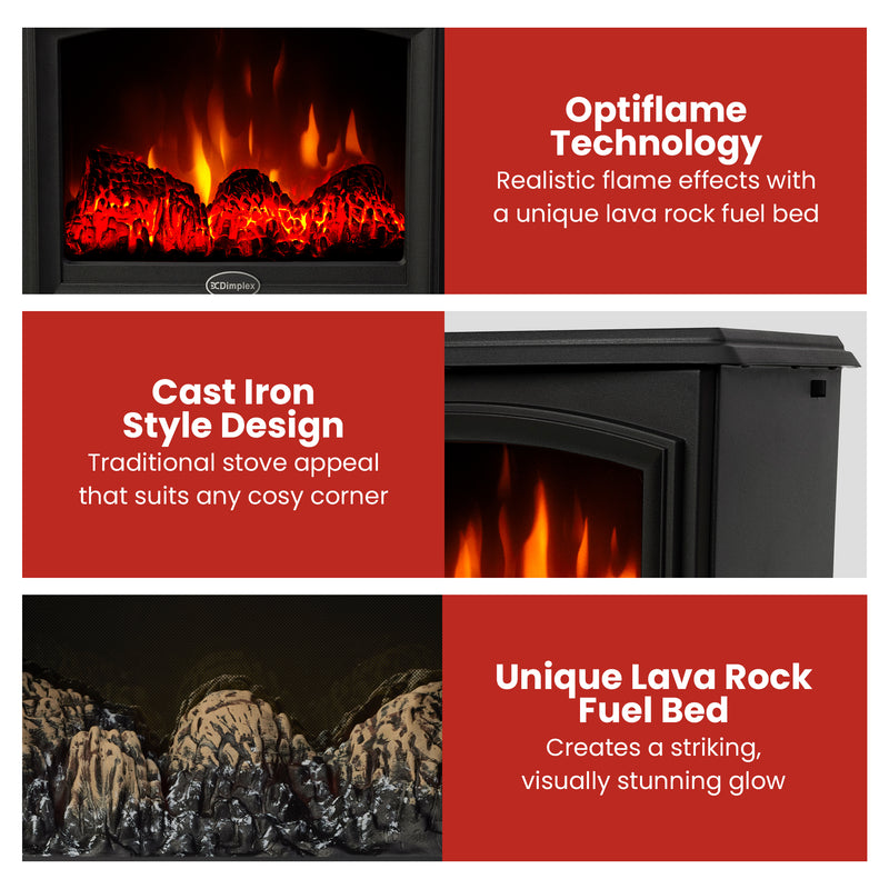 Danoz HeatingSmart - Dimplex 2kW Casper Optiflame Portable Electric Stove - Top Rated