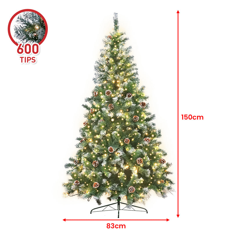 Danoz Xmas🎅 Christabelle 1.5m Pre Lit LED Christmas Tree Decor with Pine Cones Xmas Decorations