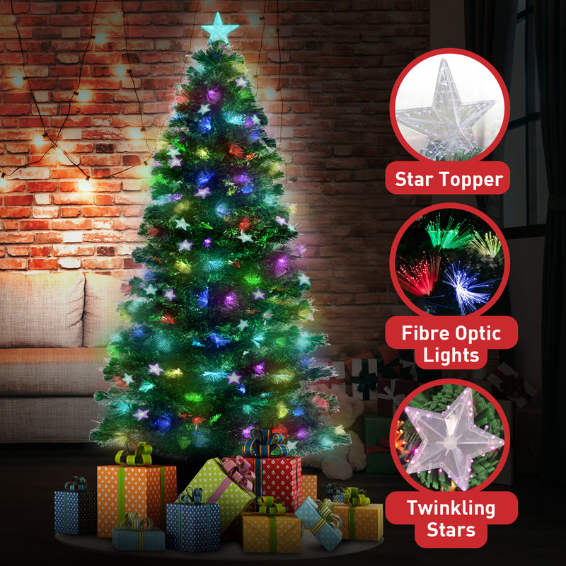 Danoz Xmas🎅 Christabelle 1.5m Enchanted Pre Lit Fibre Optic Christmas Tree Stars Xmas Decor