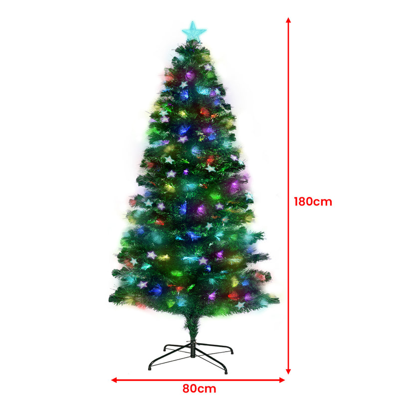 Danoz Xmas🎅 Christabelle 1.8m Enchanted Pre Lit Fibre Optic Christmas Tree Stars Xmas Decor