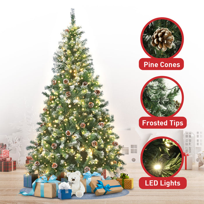 Danoz Xmas🎅 Christabelle 2.4m Pre Lit LED Christmas Tree Decor with Pine Cones Xmas Decorations