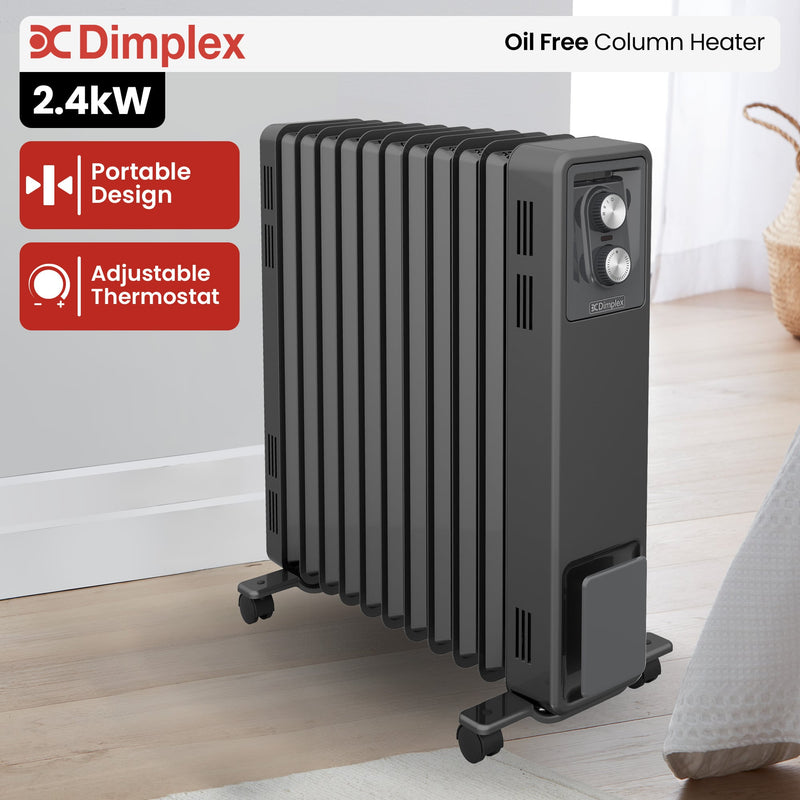 Danoz HeatingSmart - Dimplex Oil Free 2.4kW Column Heater w/ Thermostat in Black - Nice Deals!