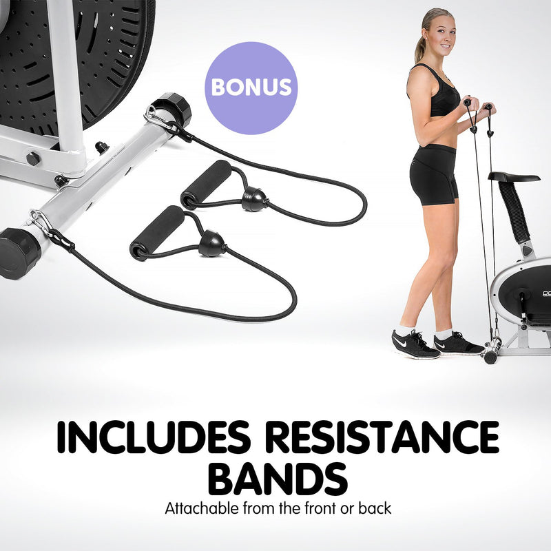 Danoz Fitness - Powertrain 3-in-1 Elliptical Cross Trainer Exercise Bike with Resistance Bands
