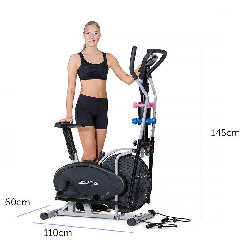 Danoz Fitness - Powertrain 5-in-1 Elliptical Cross Trainer Bike with Dumbbell Sets