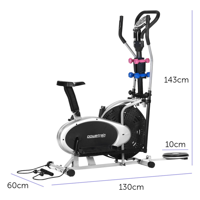 Danoz Fitness - Powertrain 6-in-1 Elliptical Cross Trainer Bike with Weights and Twist Disc