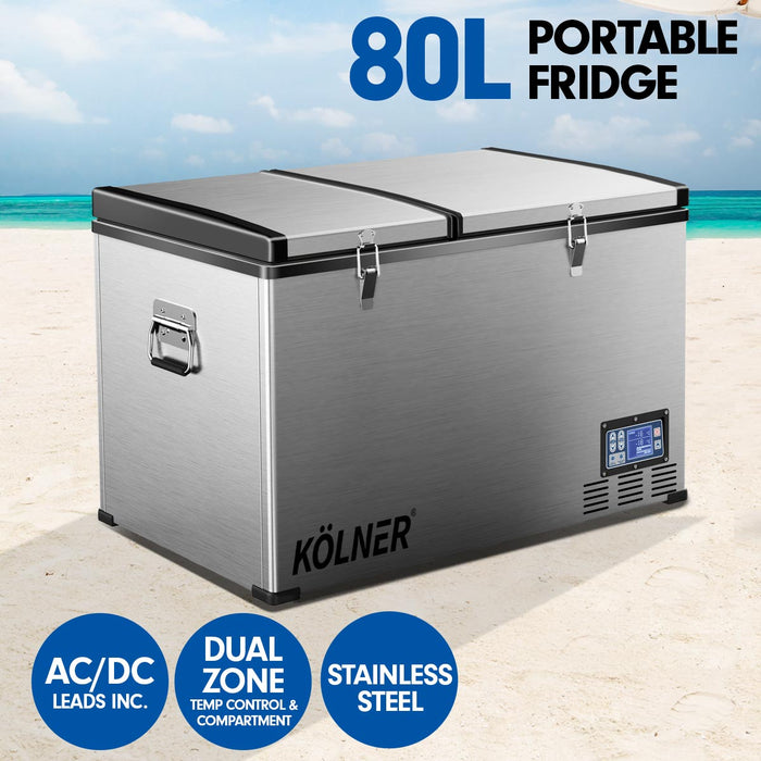 Kolner 80l Portable Fridge Cooler Freezer Camping Car Travel Refrigerator