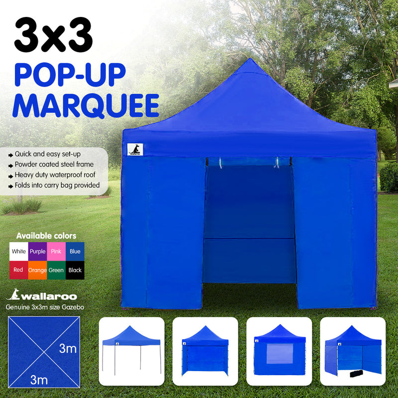 Danoz Outdoors - Wallaroo Gazebo Tent Marquee 3x3 PopUp Outdoor- Blue