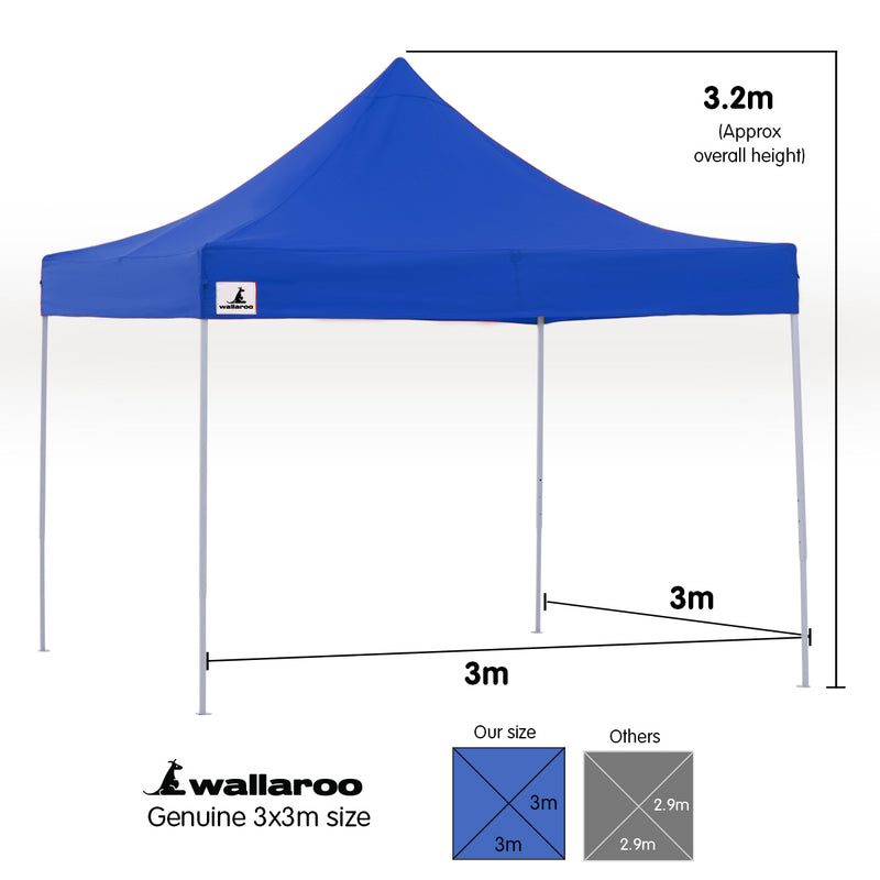 Danoz Outdoors - Wallaroo Gazebo Tent Marquee 3x3 PopUp Outdoor- Blue