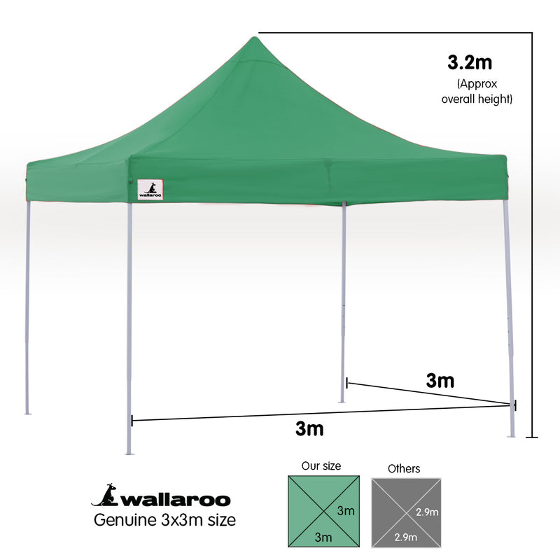 Danoz Outdoors - Wallaroo Gazebo Tent Marquee 3x3 Popup Outdoor - Green