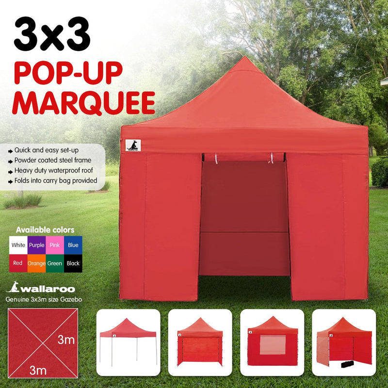 Danoz Outdoors - Wallaroo Gazebo Tent Marquee 3x3 PopUp Outdoor  Red