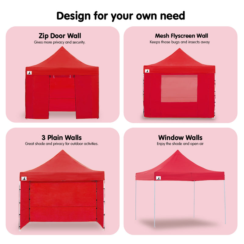 Danoz Outdoors - Wallaroo Gazebo Tent Marquee 3x3 PopUp Outdoor  Red