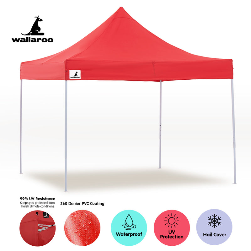 Danoz Outdoors - Wallaroo Gazebo Tent Marquee 3x3 PopUp Outdoor  Red