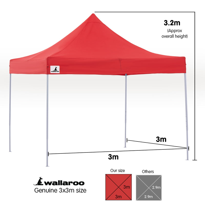 Danoz Outdoors - Wallaroo Gazebo Tent Marquee 3x3 PopUp Outdoor  Red