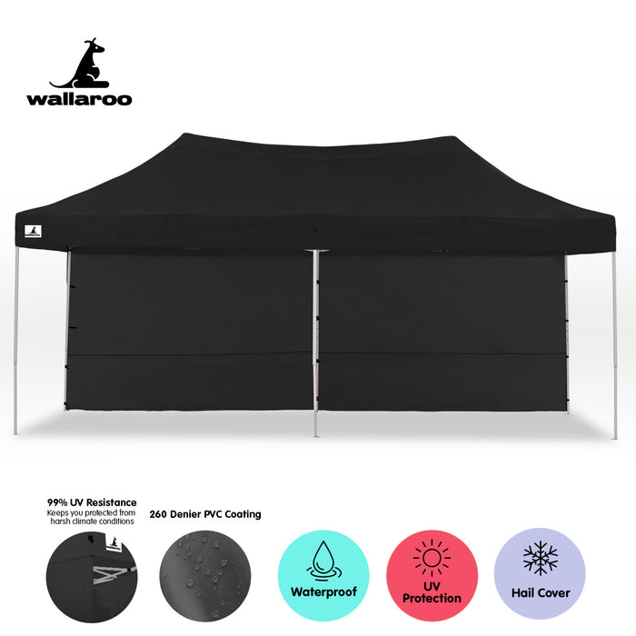 Danoz Outdoors - Wallaroo Gazebo Tent Marquee 3x6m PopUp Outdoor Wallaroo Black