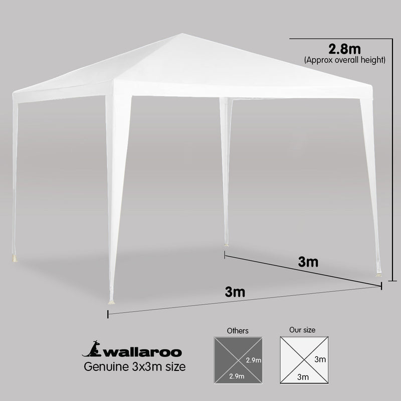 Danoz Outdoors - Wallaroo 3x3m Outdoor Party Wedding Event Gazebo Tent - White