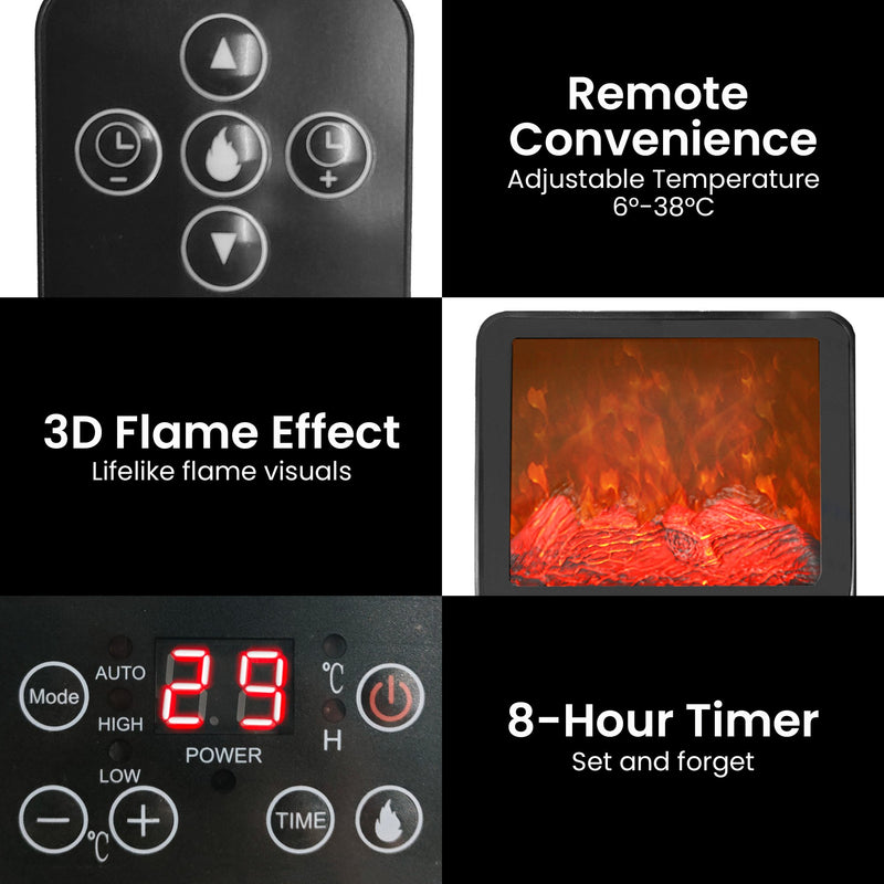 Danoz HeatingSmart - Pronti 2000W 3D Fire PTC Electric Portable Room Heater - Super Deals!