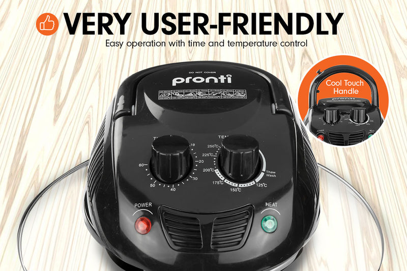 Danoz Direct - Pronti 17L Family Turbo Convection Oven Broiler Cooker - A18 Black