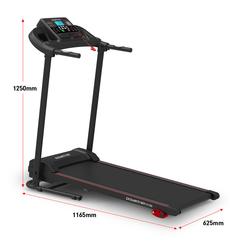 Danoz Fitness - Powertrain K100 Electric Treadmill Foldable Home Gym Cardio - Incl Delivery