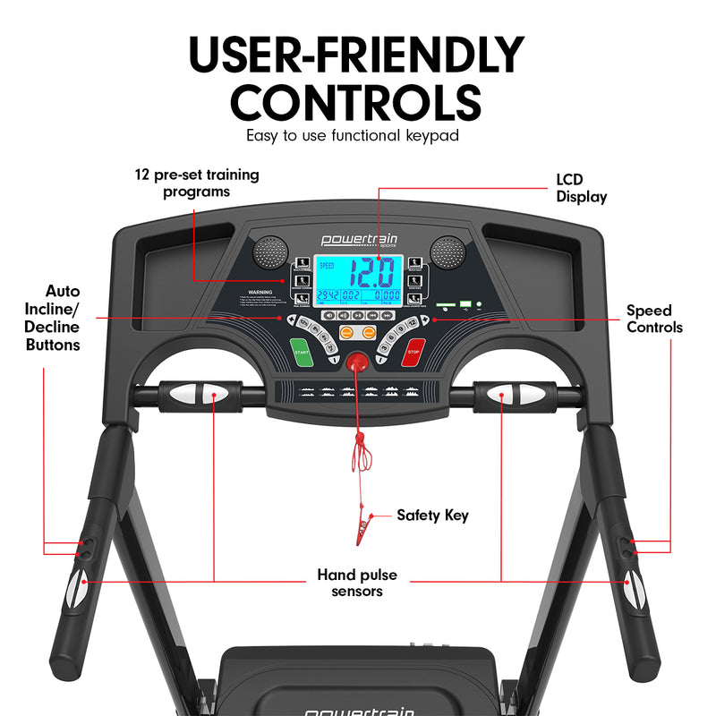 🏃 Danoz FitnessSmart | Powertrain K200 Electric Treadmill | 1600W | 12km/h | 15-Level Auto Incline | Hydraulic Fold | Home Gym
